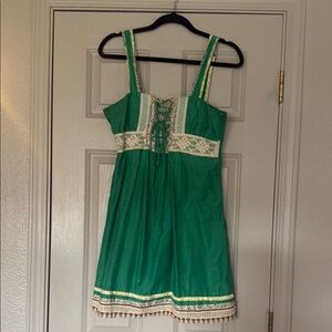 Monteau Green Sleeveless Sundress with Square Neck